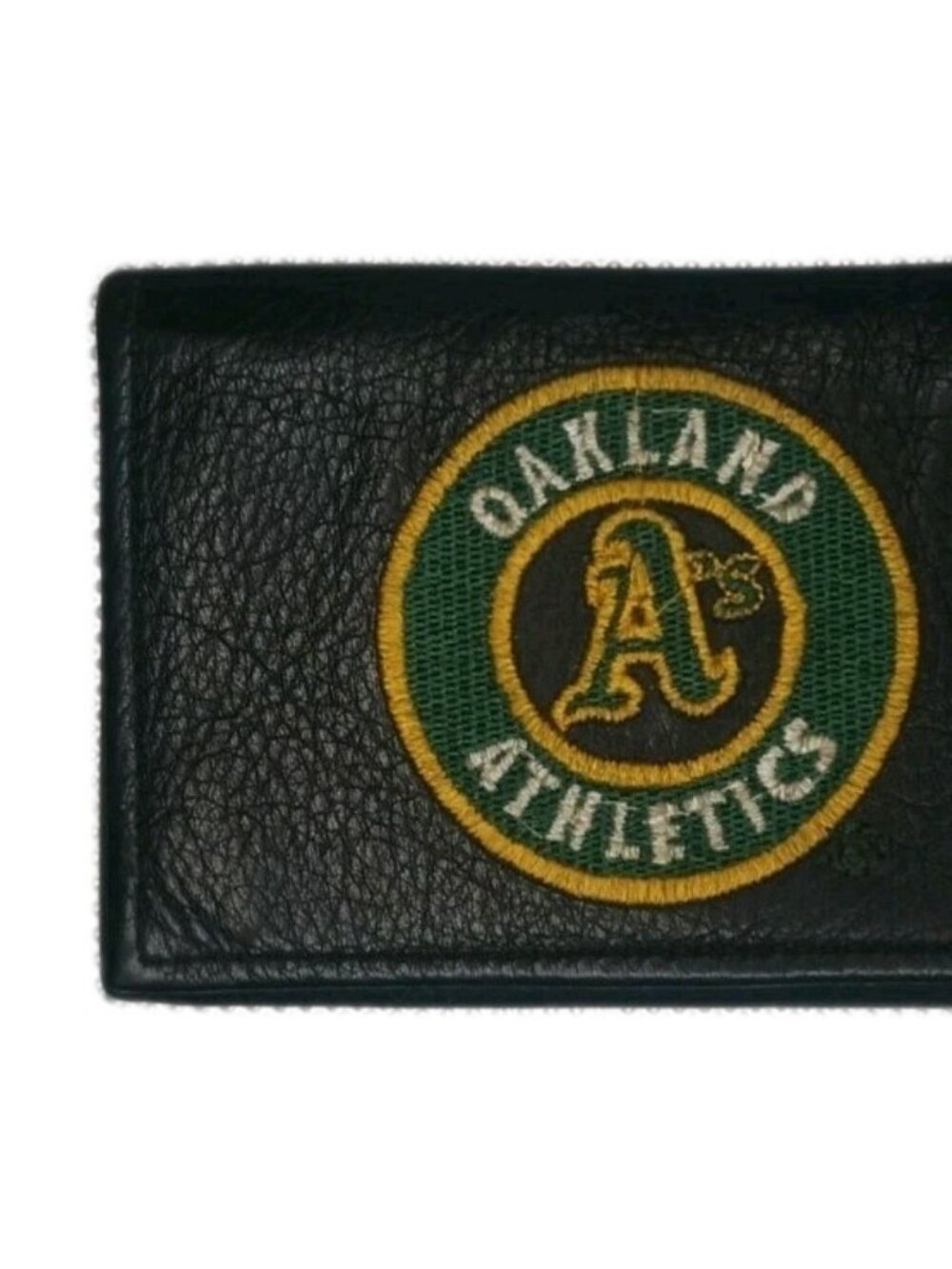 Oakland A's Athletics MLB Tri-Fold Black Leather Wallet Good Condition